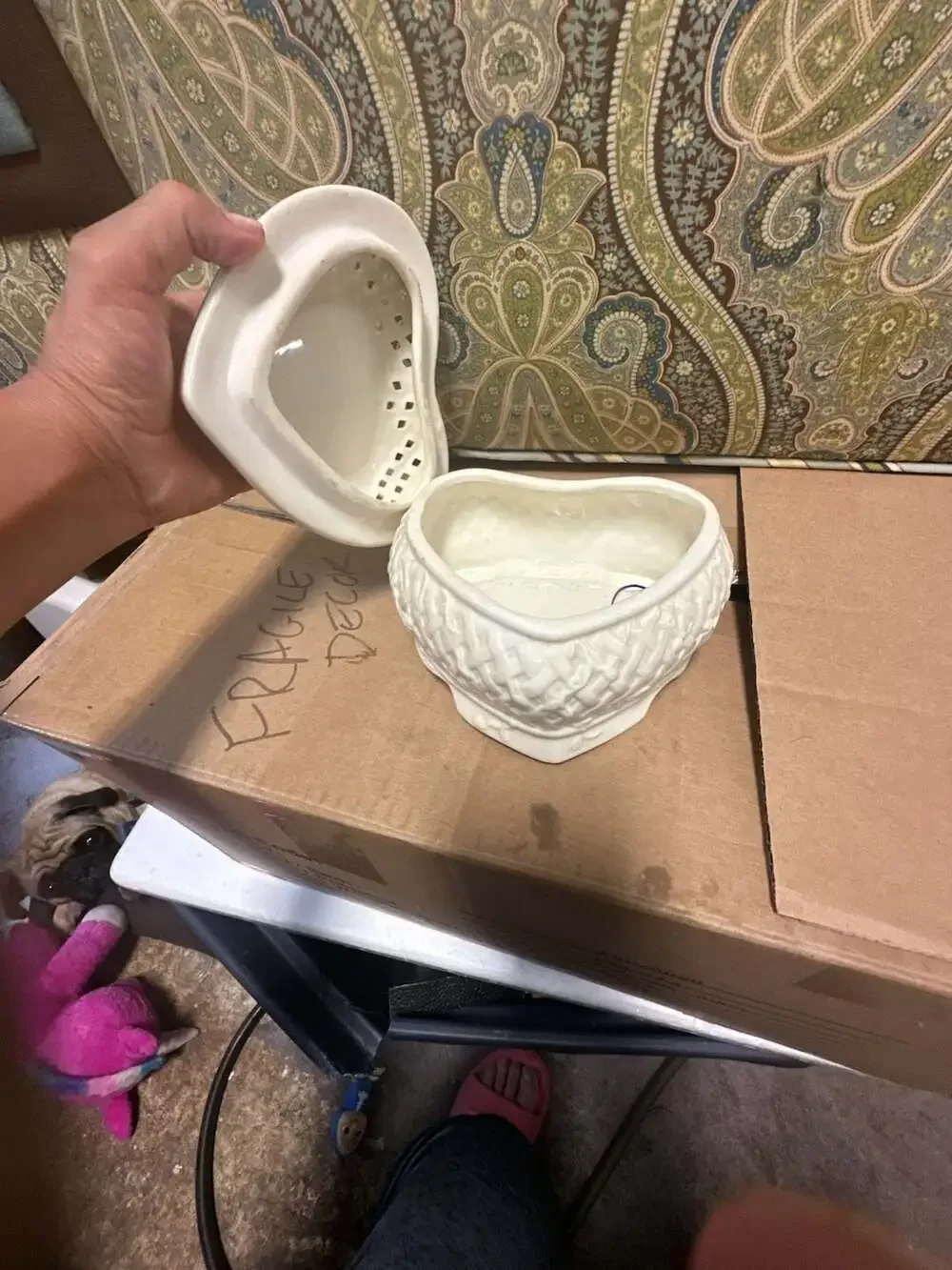Heart Shaped Porcelain Trinket Box with Floral Top